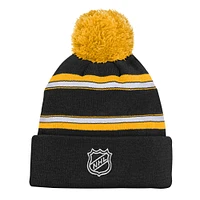 Youth Pittsburgh Penguins Black Jacquard Cuffed Knit Hat with Pom