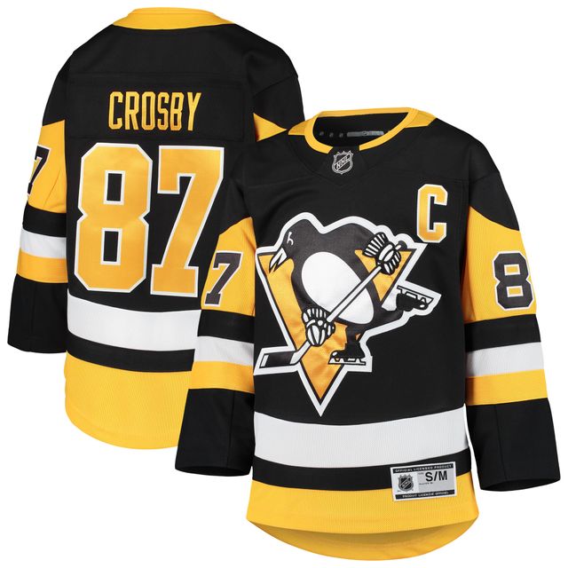 Maillot de joueur premier ministre des Penguins Pittsburgh noir Sidney Crosby pour jeune