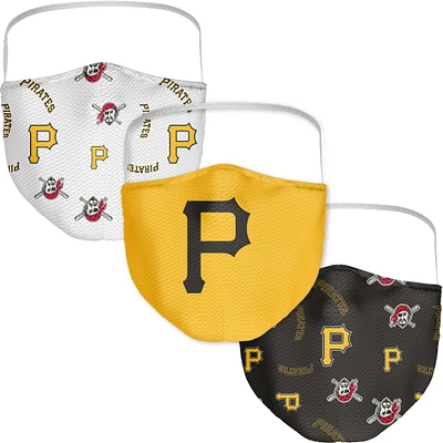 Adulte Fanatics Pittsburgh Pirates Couvre-visage avec logo intégral, paquet de 3