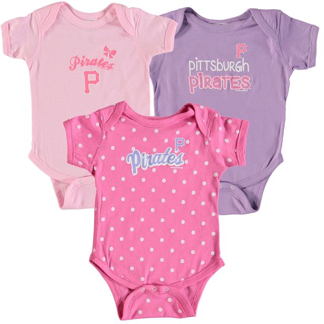 Lot de 3 bodys Rookie pour bébé Soft as a Grape rose/violet Pittsburgh Pirates