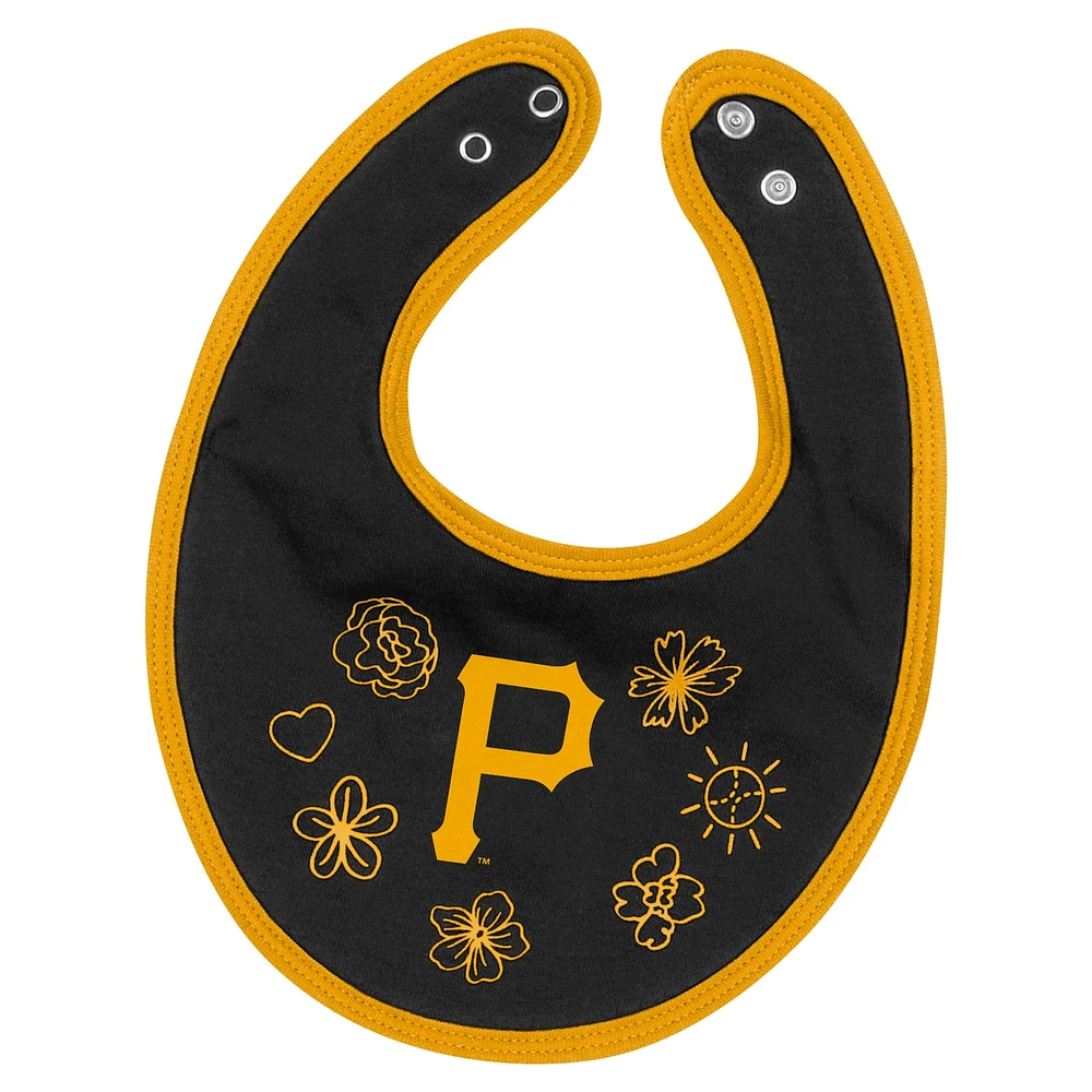 Girls Newborn & Infant Fanatics Gold Pittsburgh Pirates Happy Baseball Bodysuit, Bib Bootie Set