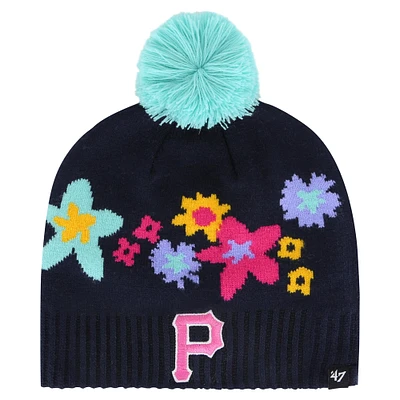 Bonnet en tricot bouton d'or des Pirates de Pittsburgh '47 bleu marine pour filles avec pompon