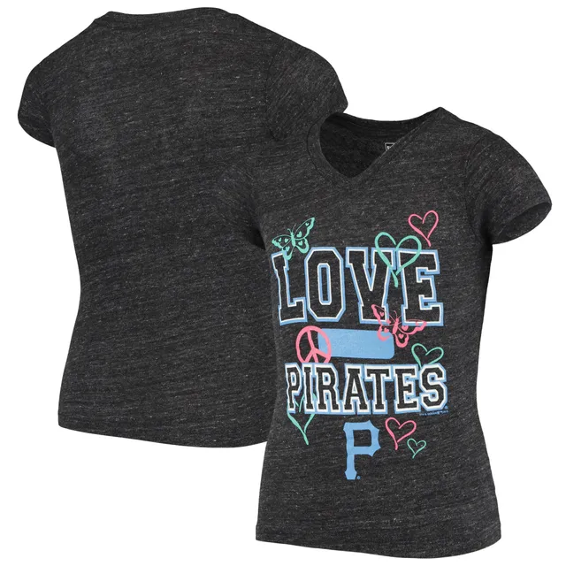 Pittsburgh Pirates Girl's Youth State Pride V-Neck T-Shirt - Black