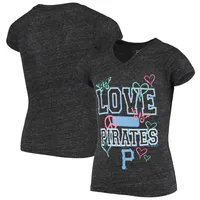 Pittsburgh Pirates New Era Women's Baby Jersey V-Neck T-Shirt - Black