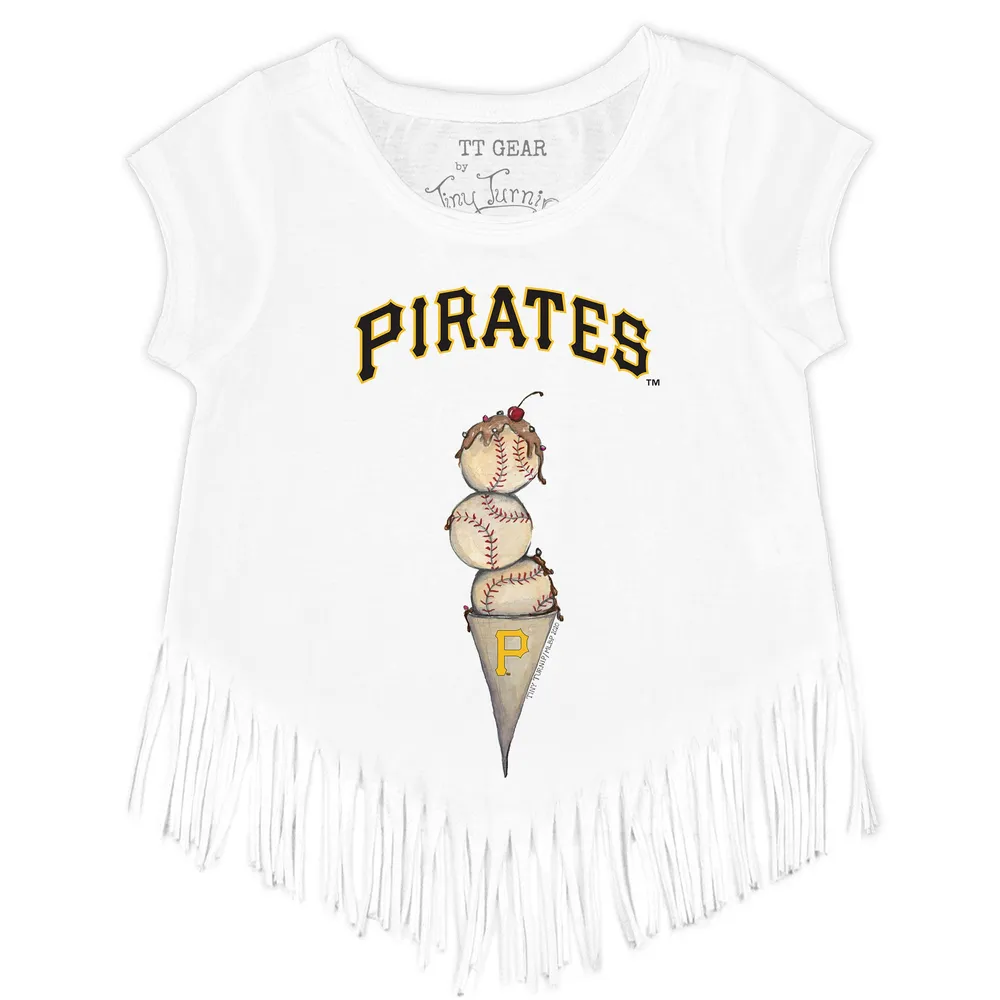 Lids Pittsburgh Pirates Tiny Turnip Girls Youth Triple Scoop Fringe T-Shirt  - White