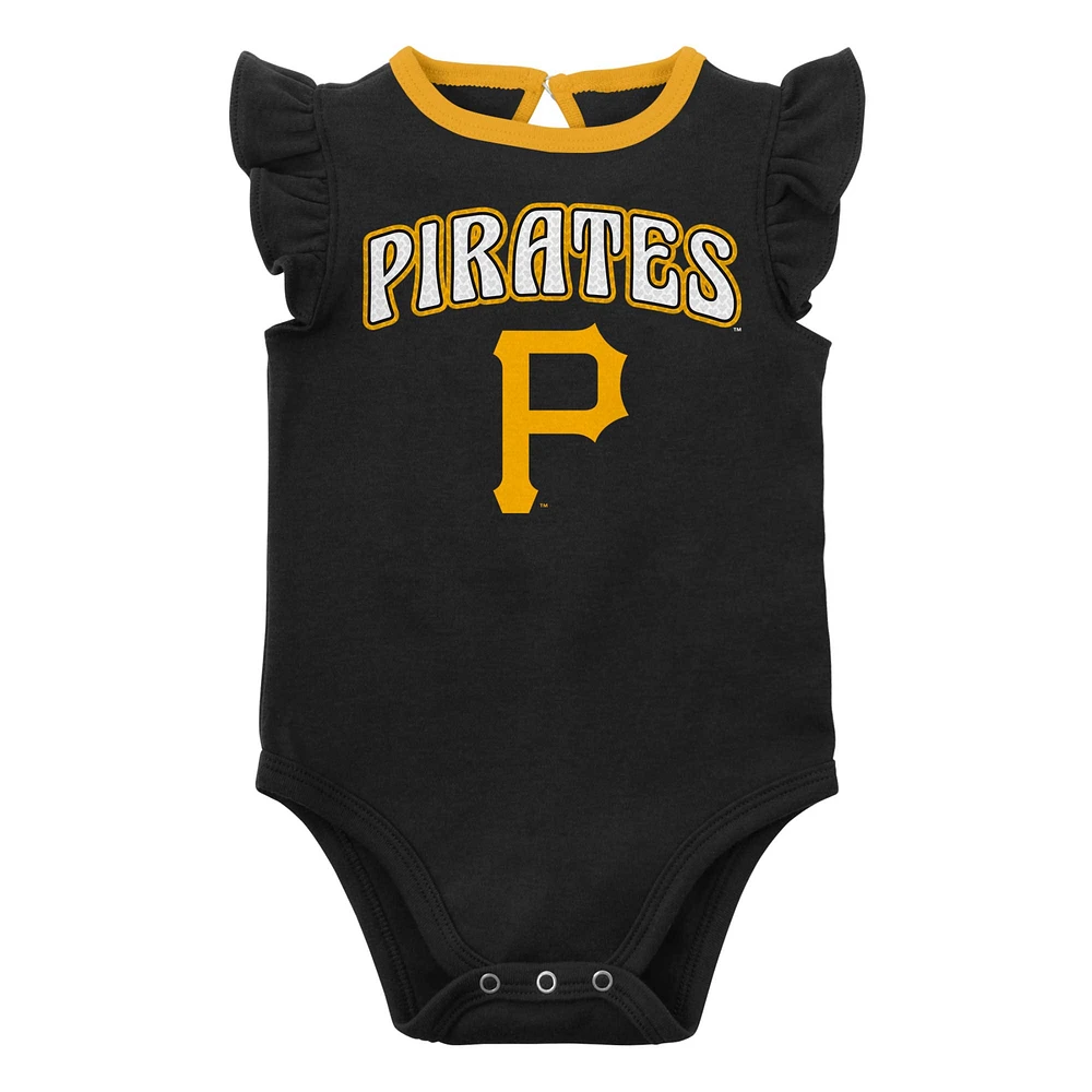 Lot de deux bodys Little Fan des Pirates Pittsburgh pour bébé, noir/gris chiné