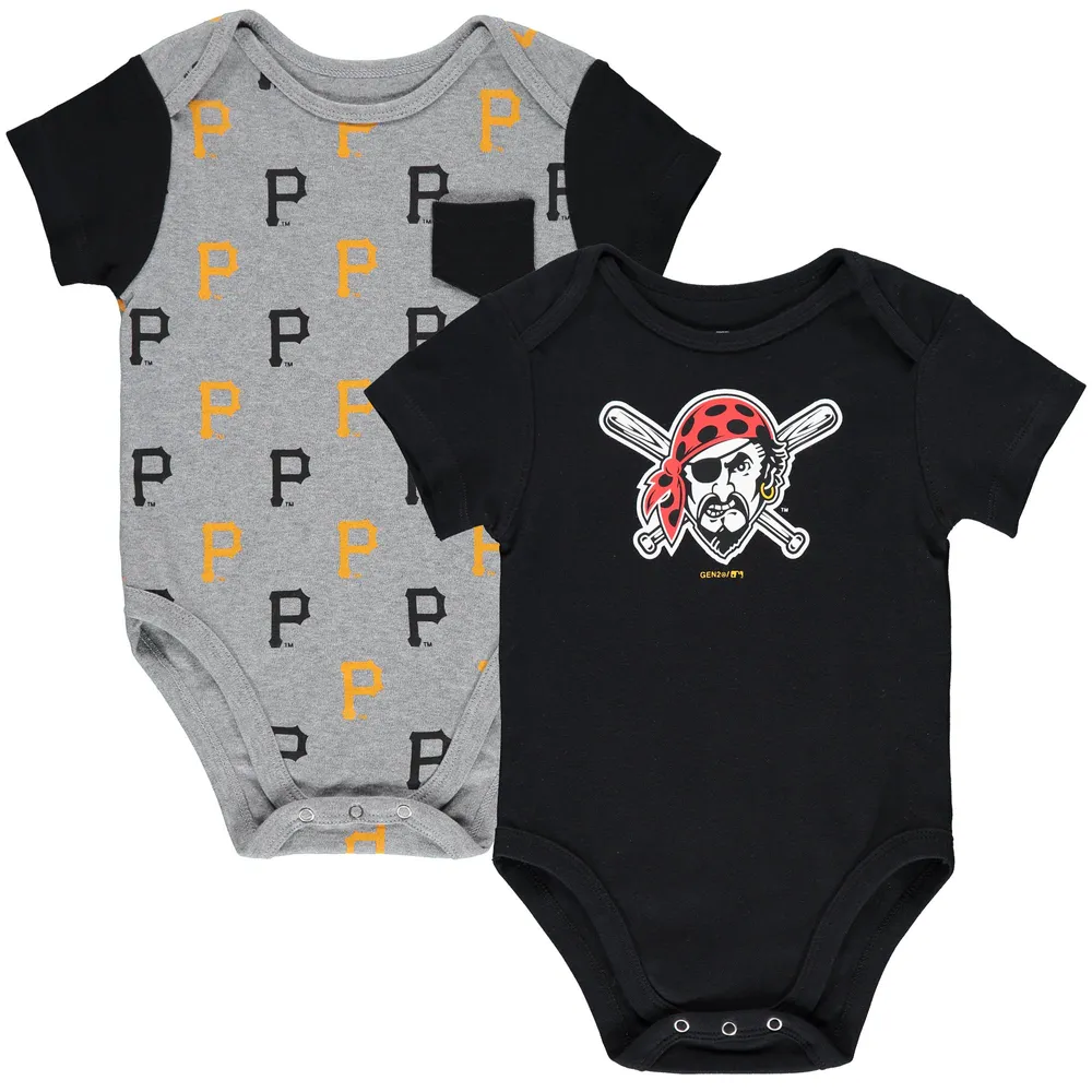 Pittsburgh Pirates Newborn & Infant Little Slugger Two-Pack Bodysuit Set -  White/Heather Gray