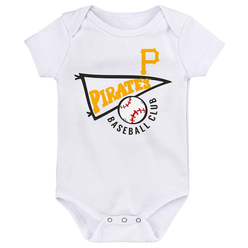 Infant Gold/White/Heather Gray Pittsburgh Pirates Biggest Little Fan 3-Pack Bodysuit Set