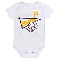 Infant Gold/White/Heather Gray Pittsburgh Pirates Biggest Little Fan 3-Pack Bodysuit Set