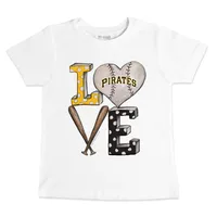 Women's Tiny Turnip White/Black Pittsburgh Pirates Baseball Love Raglan 3/4-Sleeve T-Shirt