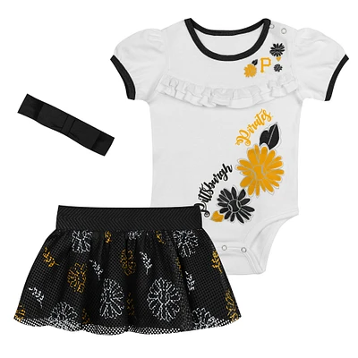 Infant  White Pittsburgh Pirates Sweet Catcher 3-Piece Headband Skirt Set