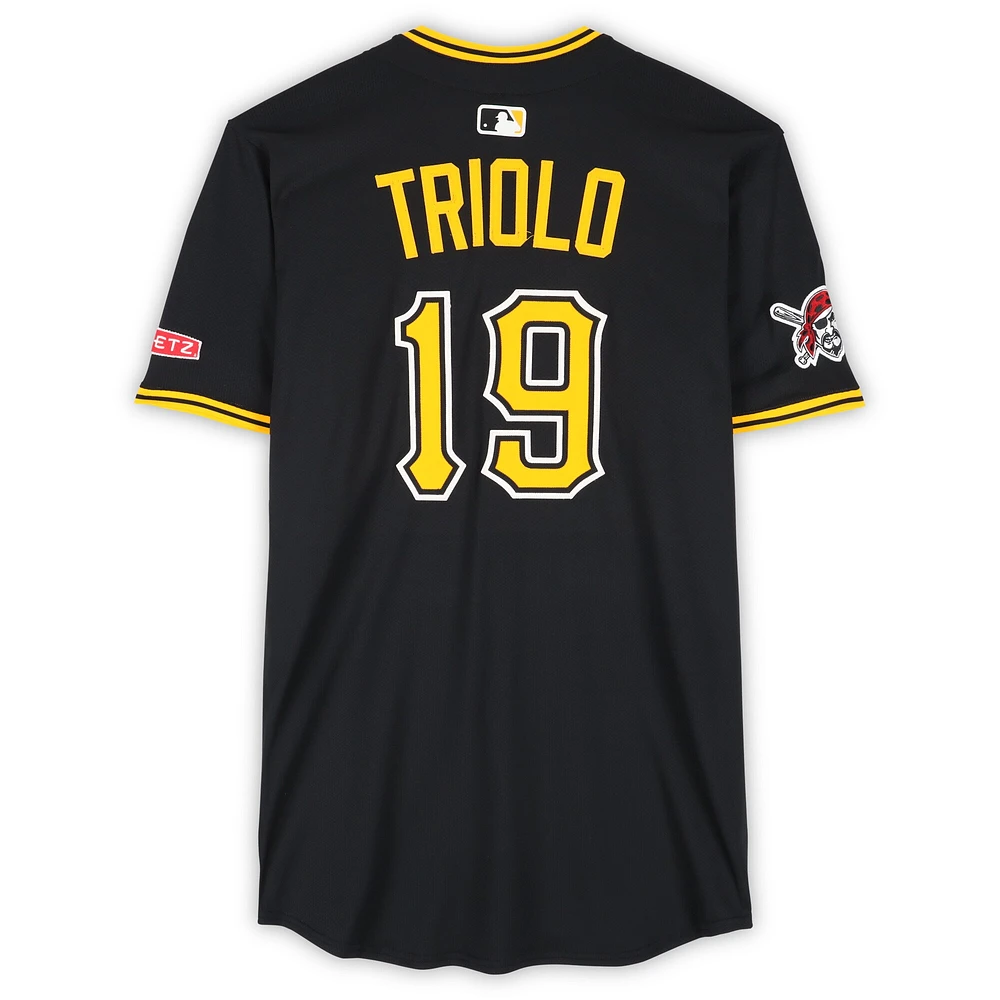 Maillot Nike noir n° 19 de Jared Triolo des Pirates de Pittsburgh, utilisé lors des matchs des 10 et 14 mars 2025