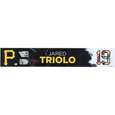Plaque signalétique numéro 19 émise par Jared Triolo des Pirates de Pittsburgh lors de l'entraînement de printemps 2025 de la MLB