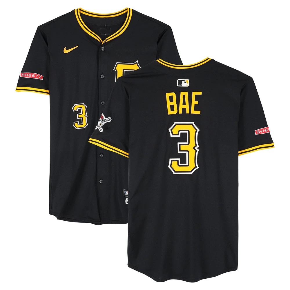 Maillot Nike noir n° 3 de Ji-Hwan Bae des Pirates de Pittsburgh, utilisé lors des matchs des 10, 11, 14 et 15 mars 2025