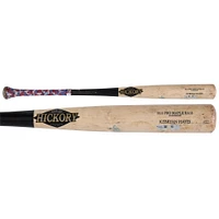 Batte de baseball cassée en vieux hickory beige/noire de Ke'Bryan Hayes, Pirates de Pittsburgh, utilisée lors du match contre les Cardinals de Saint-Louis, le 7 avril 2025