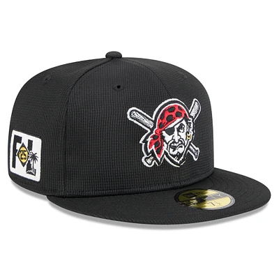 Casquette ajustée 59FIFTY d'entraînement de printemps 2025 des Pirates Pittsburgh New Era pour homme, noire
