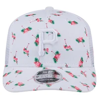 Casquette extensible à bouton-pression 9SEVENTY blanche New Era pour homme avec dos en maille Flamingo des Pirates de Pittsburgh