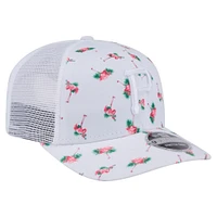 Casquette extensible à bouton-pression 9SEVENTY blanche New Era pour homme avec dos en maille Flamingo des Pirates de Pittsburgh