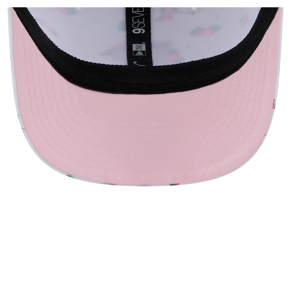 Casquette extensible à bouton-pression 9SEVENTY blanche New Era pour homme avec dos en maille Flamingo des Pirates de Pittsburgh