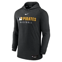 Men's Nike  Heather Black Pittsburgh Pirates Authentic Collection Tri-Blend Performance Pullover Hoodie