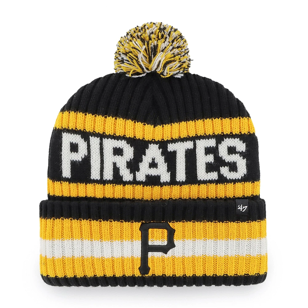 Bonnet en tricot à revers Bering des Pirates de Pittsburgh pour homme '47 noir avec pompon