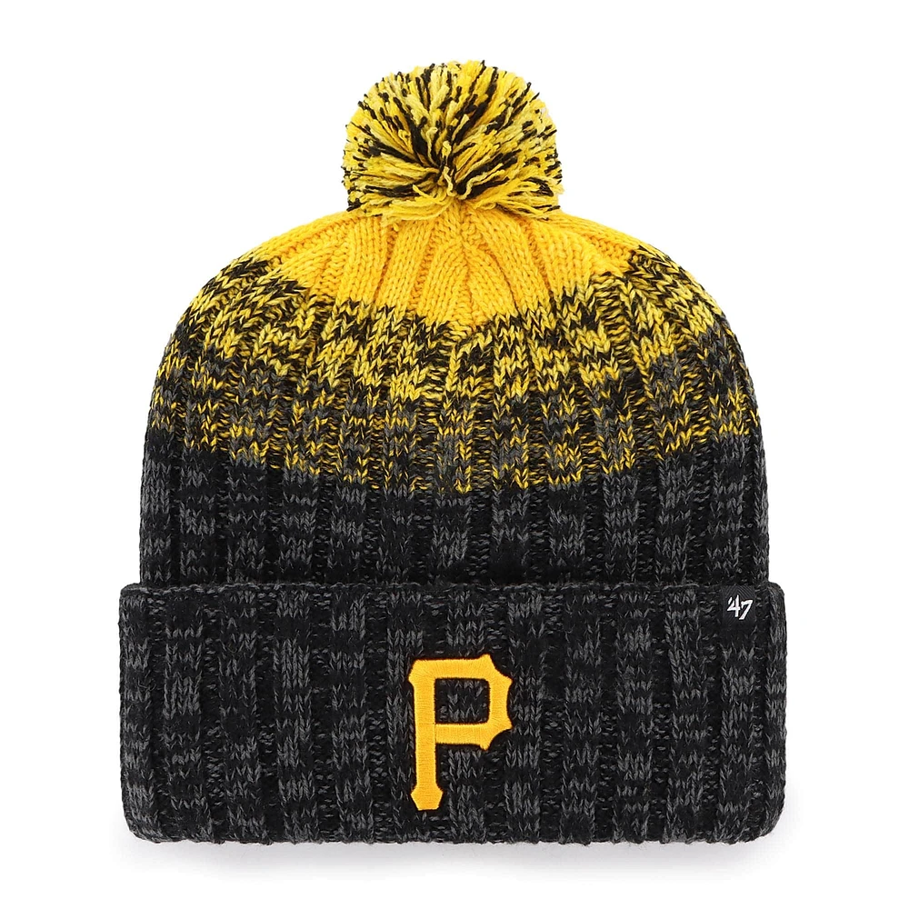 Bonnet en tricot à revers Cascade '47 noir des Pirates de Pittsburgh pour homme avec pompon