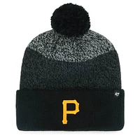 Bonnet en tricot à revers Darkfreeze '47 noir des Pirates de Pittsburgh pour hommes avec pompon