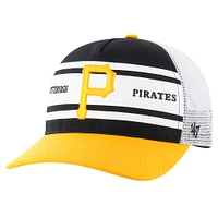 Men's '47 Black Pittsburgh Pirates Gridiron Super Stripe Relaxed Trucker Hitch Adjustable Hat