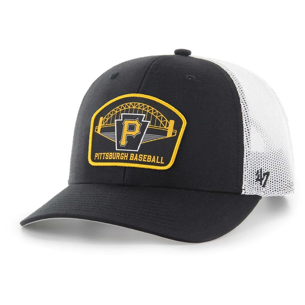 Casquette réglable de camionneur avec patch régional rétro des Pirates de Pittsburgh '47 noir pour hommes