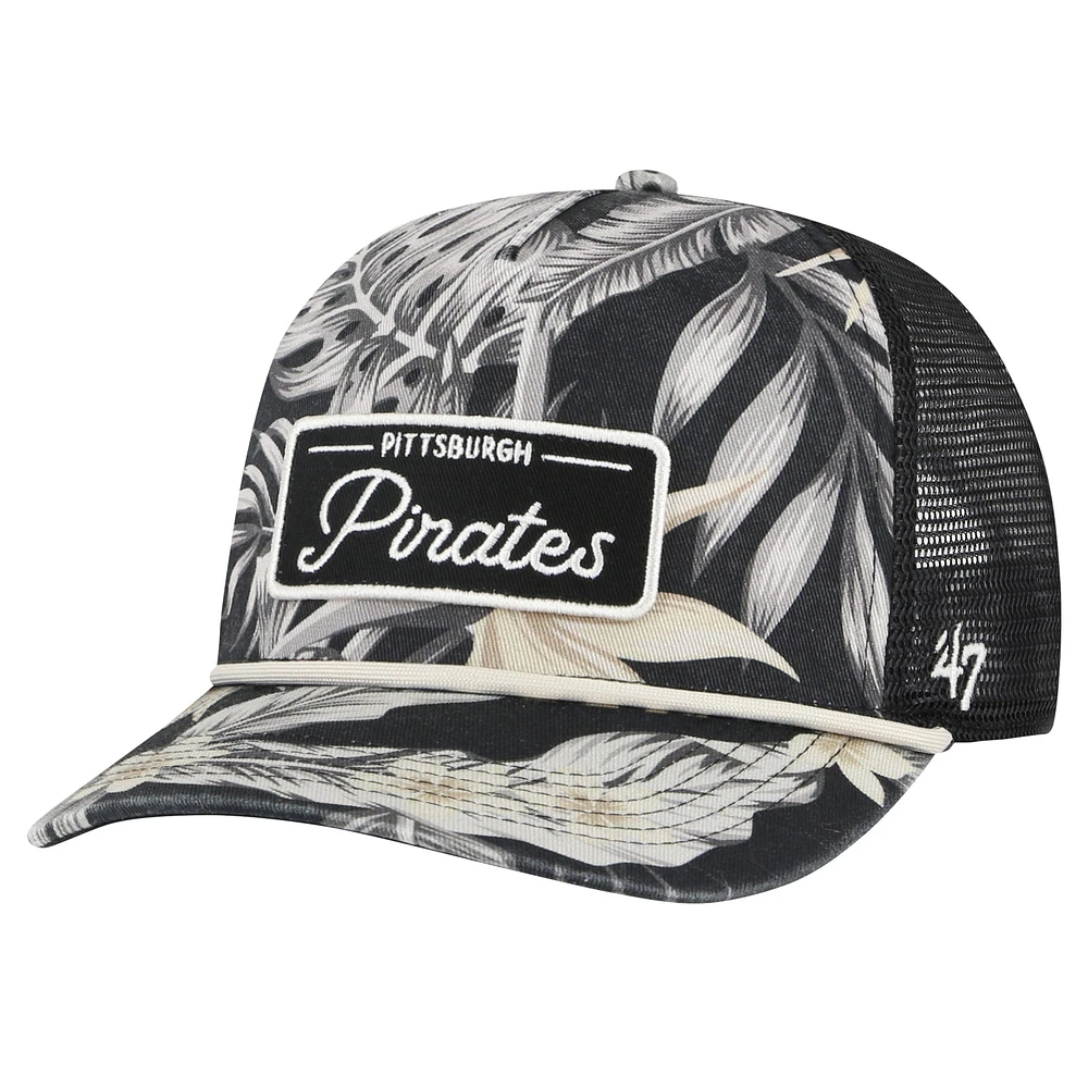 Men's '47 Black Pittsburgh Pirates Tropicalia Trucker Hitch Adjustable Hat