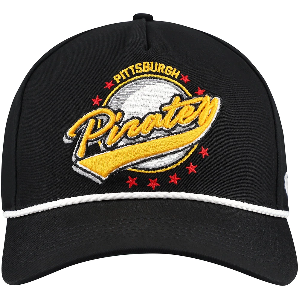 Men's '47 Black Pittsburgh Pirates Wax Pack Collection Premier Hitch Adjustable Hat