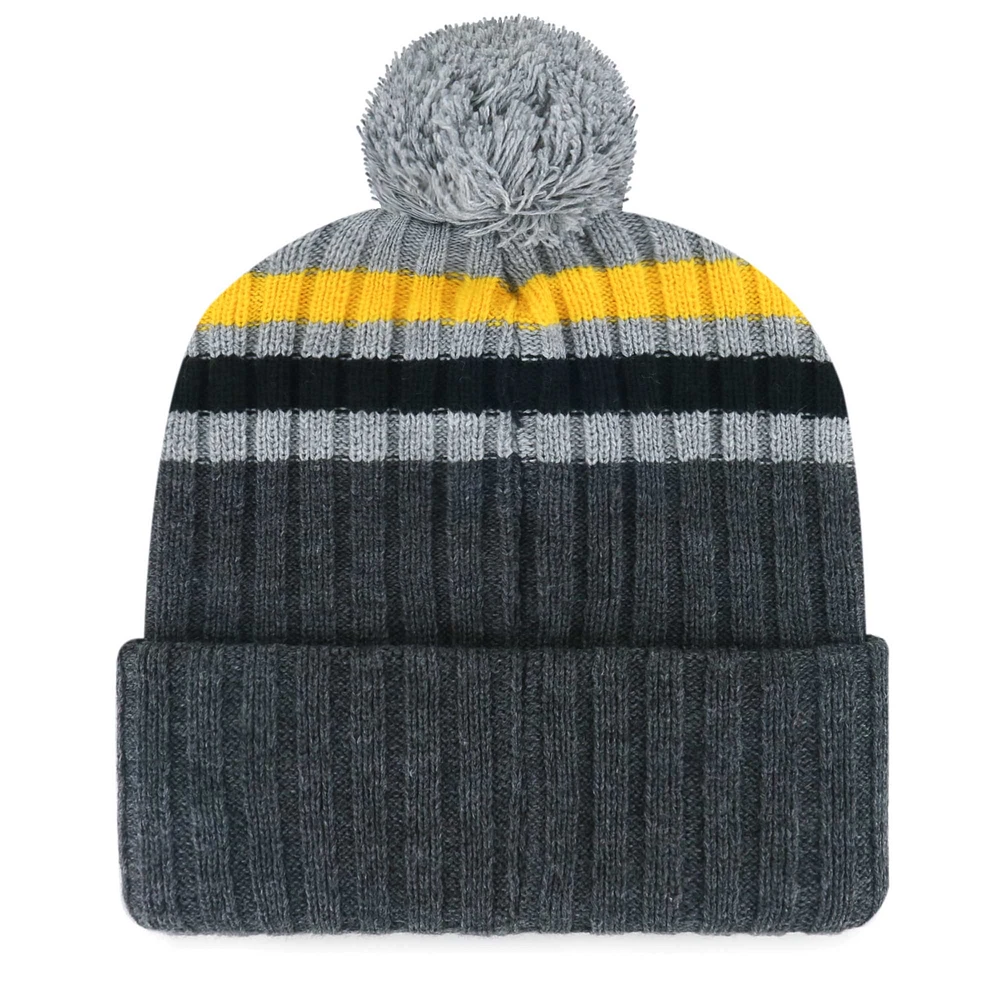 Bonnet en tricot à revers pile '47 gris Pittsburgh Pirates pour hommes avec pompon