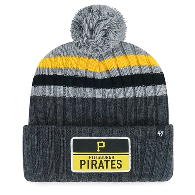 Bonnet en tricot à revers pile '47 gris Pittsburgh Pirates pour hommes avec pompon