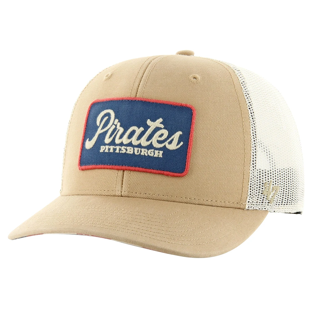 Men's '47 Khaki Pittsburgh Pirates Glory Daze Trucker Adjustable Hat