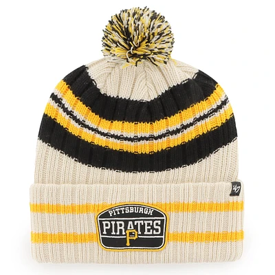 Bonnet en tricot à revers avec écusson pour homme '47 Natural Pittsburgh Pirates Home