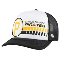 Casquette réglable de camionneur en mousse pour entraînement de printemps '47 des Pirates de Pittsburgh 2024, blanc/noir, pour hommes