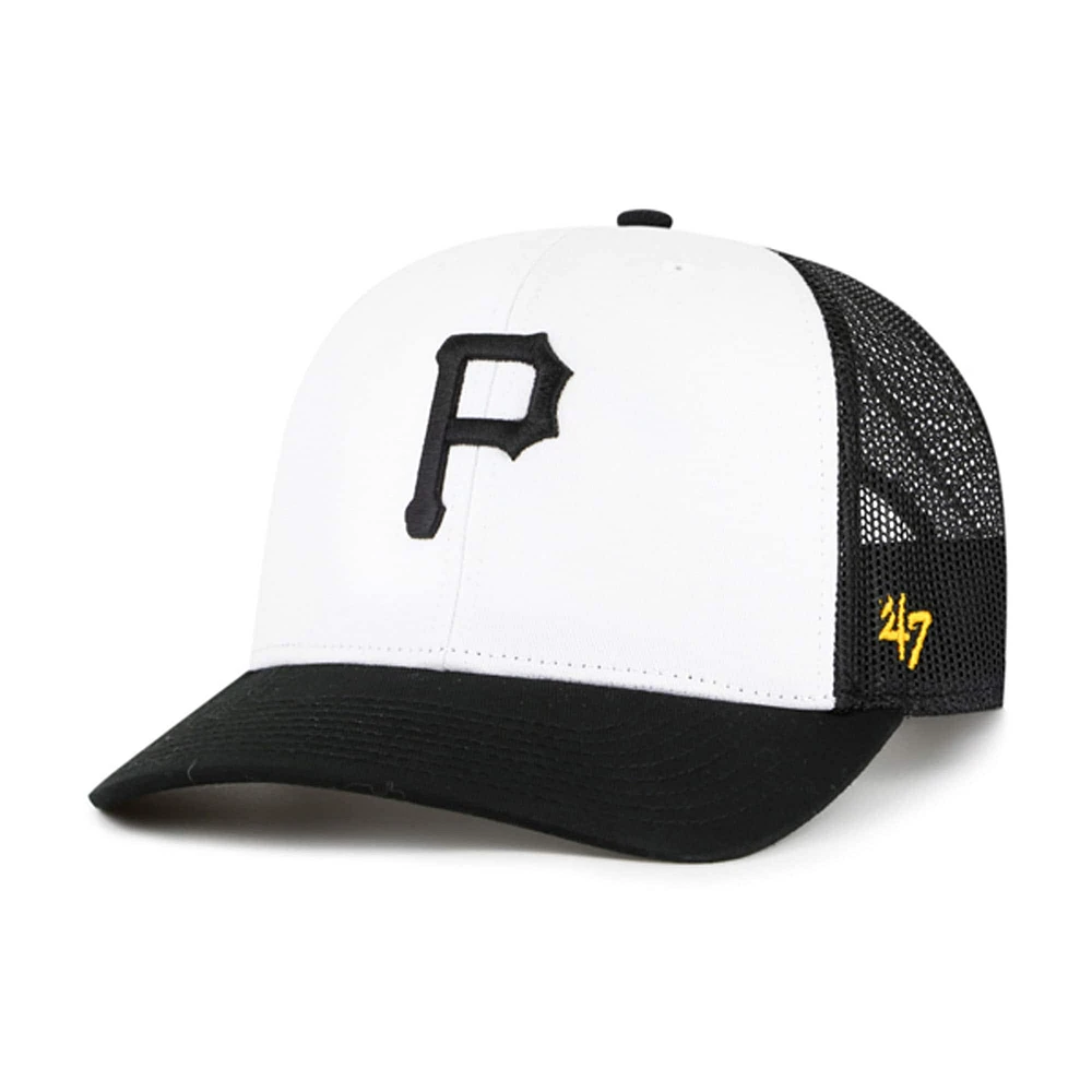 Men's '47 White/Black Pittsburgh Pirates Freshman Trucker Adjustable Hat