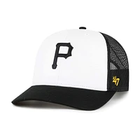 Men's '47 White/Black Pittsburgh Pirates Freshman Trucker Adjustable Hat