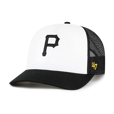 Men's '47 White/Black Pittsburgh Pirates Freshman Trucker Adjustable Hat