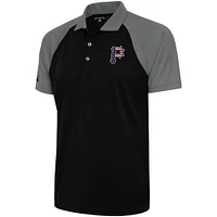 Polo Patriotic Nova pour homme Antigua noir/acier des Pirates de Pittsburgh