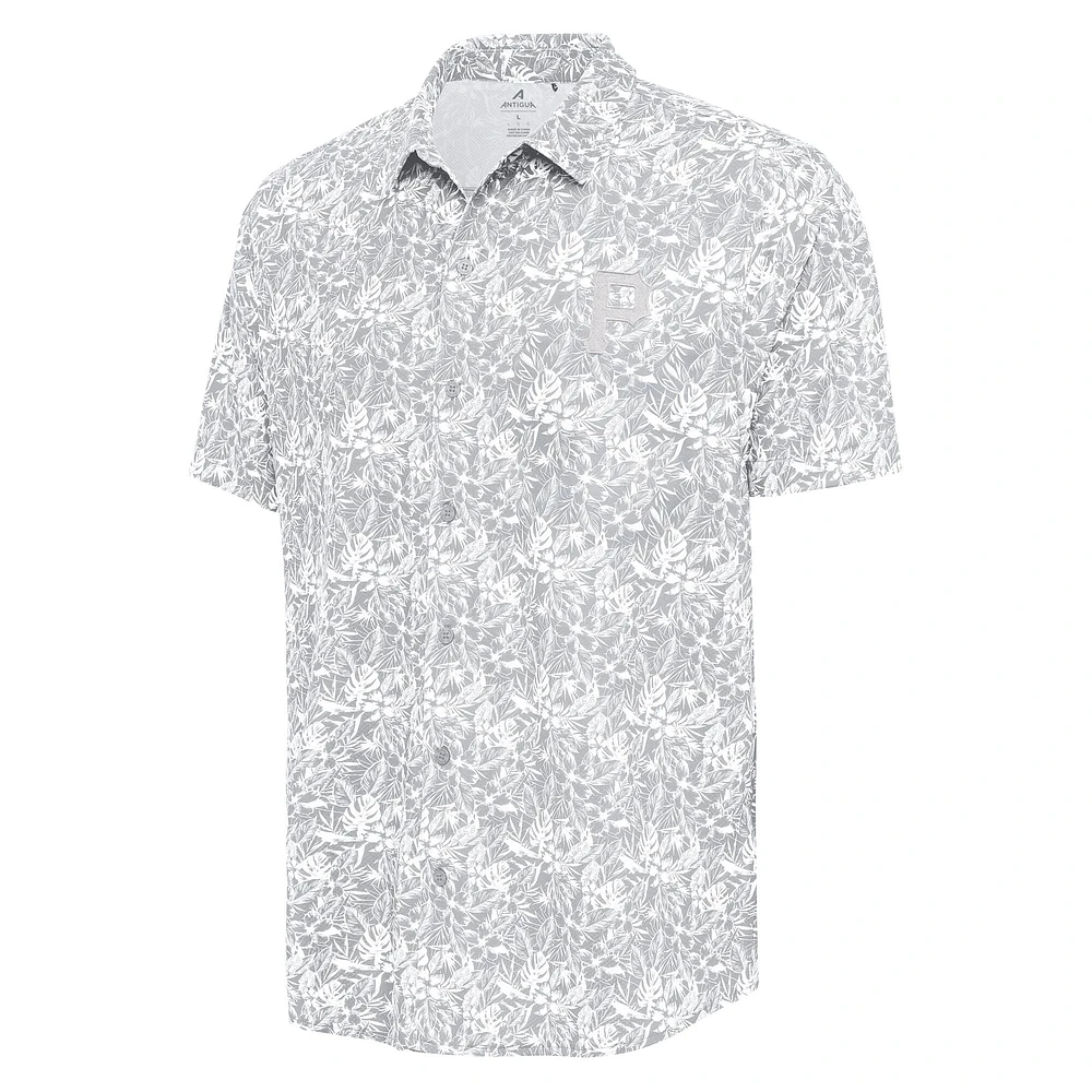 Chemise boutonnée Antigua grise pour homme, motif Pirates de Pittsburgh, collection Resort