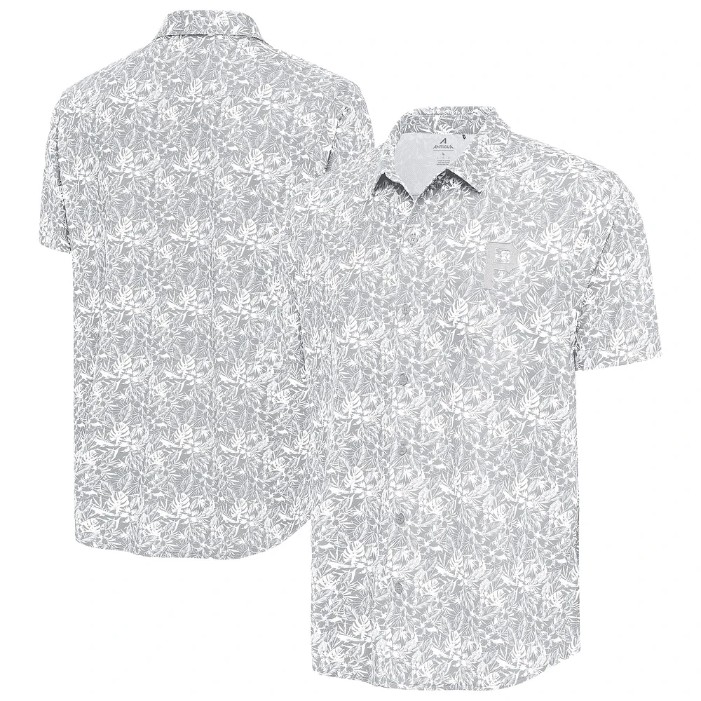Chemise boutonnée Antigua grise pour homme, motif Pirates de Pittsburgh, collection Resort