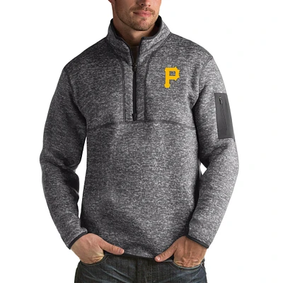 Veste à enfiler glissière quart de tour Fortune Big & Tall Antigua Heather Charcoal pour homme des Pirates Pittsburgh