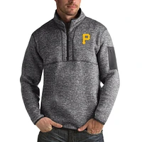 Veste à enfiler glissière quart de tour Fortune Big & Tall Antigua Heather Charcoal pour homme des Pirates Pittsburgh
