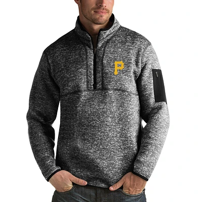 Pull demi-zip Fortune Antigua noir chiné pour homme des Pirates de Pittsburgh