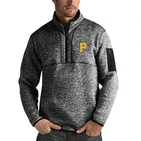 Pull demi-zip Fortune Antigua noir chiné pour homme des Pirates de Pittsburgh