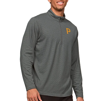 Men's Antigua Heathered Charcoal Pittsburgh Pirates Epic Quarter-Zip Pullover Top