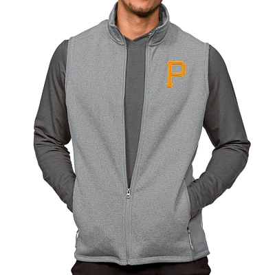 Men's Antigua Heathered Gray Pittsburgh Pirates Course Full-Zip Vest