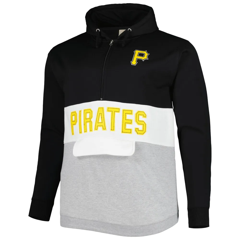 Men's Black/White Pittsburgh Pirates Big & Tall Fleece Half-Zip Hoodie