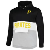 Sweat à capuche demi-glissière en molleton Big & Tall Pittsburgh Pirates pour homme, noir/blanc